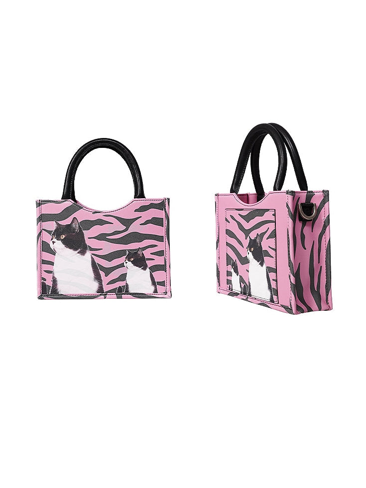 Leopard & Cat Small Square Bag