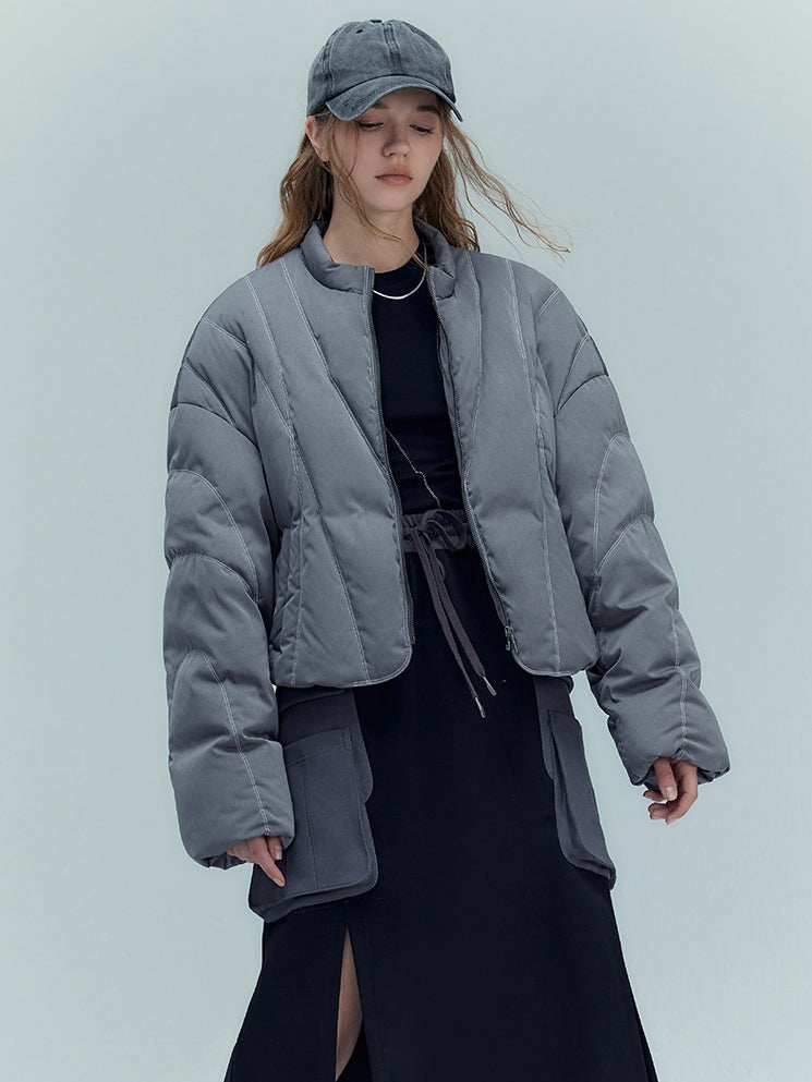 Lightweight Staggered Quilted Down Jacket