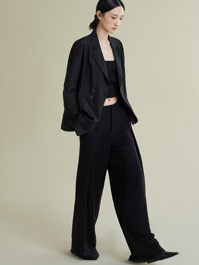 High-Low Drop Waist Wide-Leg Pants
