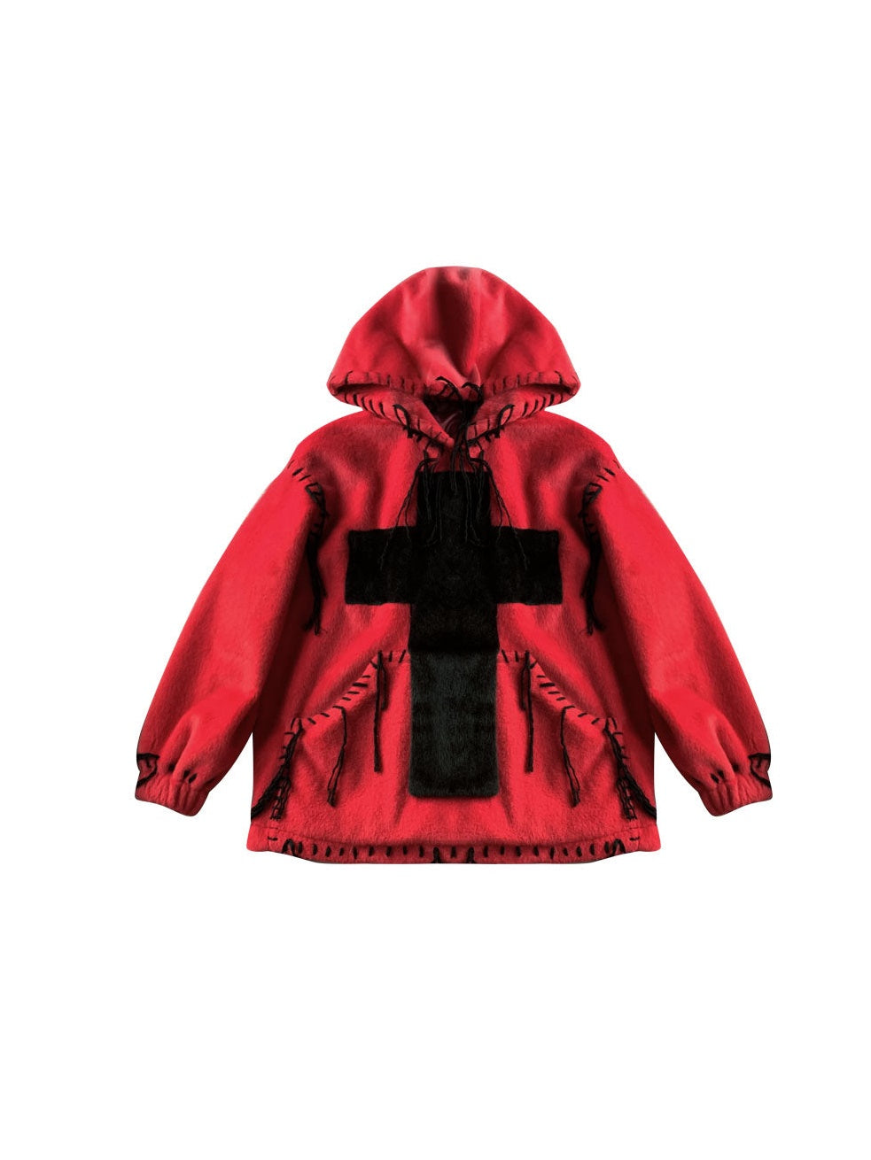 모방 모피 후드 풀 오버