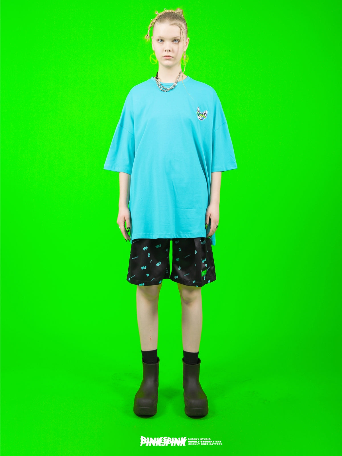 개 OnePoint 오버 사이즈 캐주얼 T 셔츠