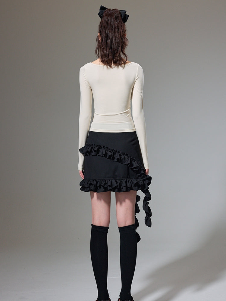 Quadratische Hals mit langem Märm von Bodhemd