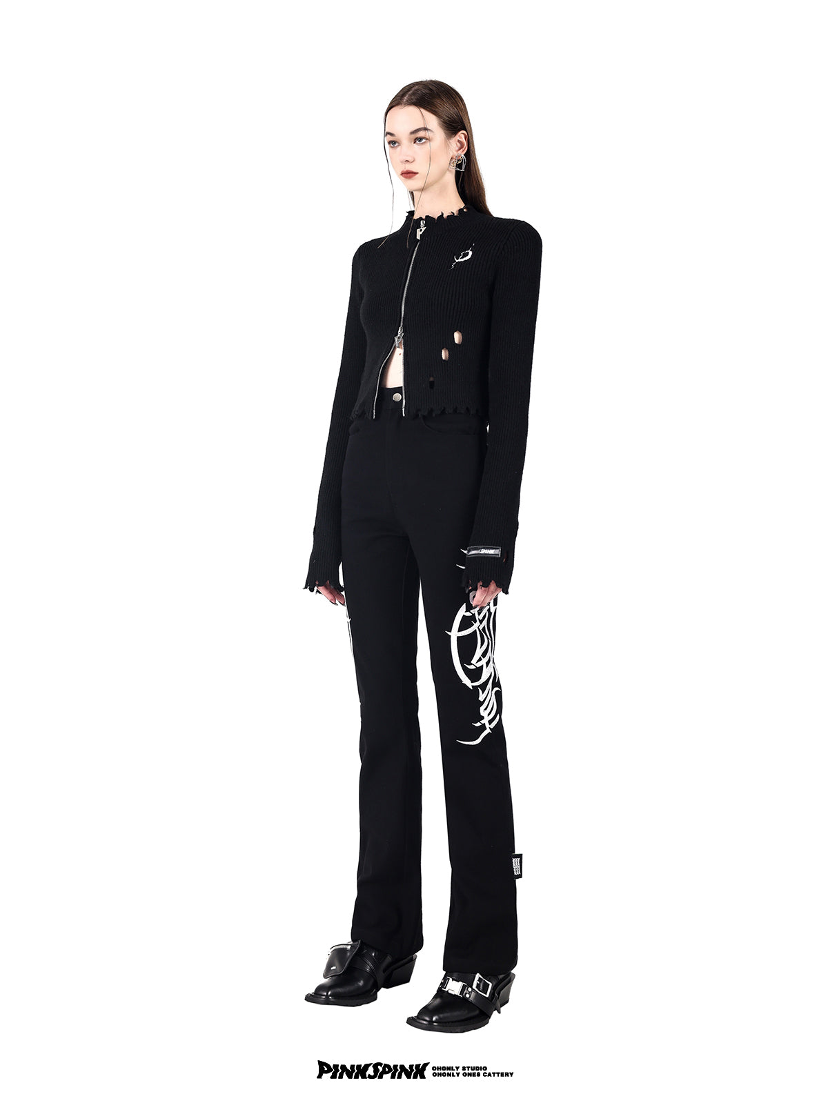 Embroidery Slim Casual Pants