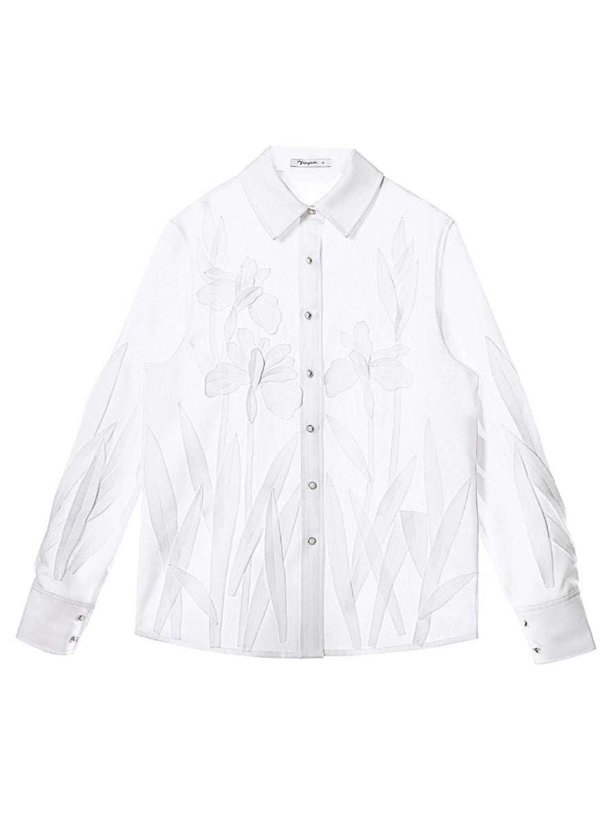 Embroidery Flower Ribbon Three-dimensional Shirt