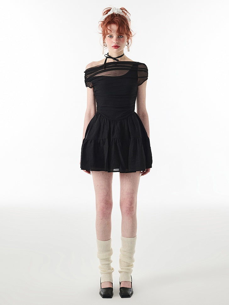 One-Shoulder Slim Fit Tüllkleid