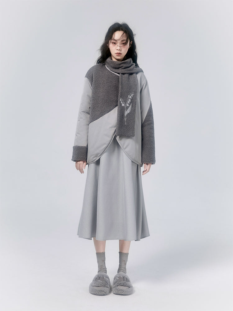 Cotton NO-COLLAR JACKET & MUFFLER