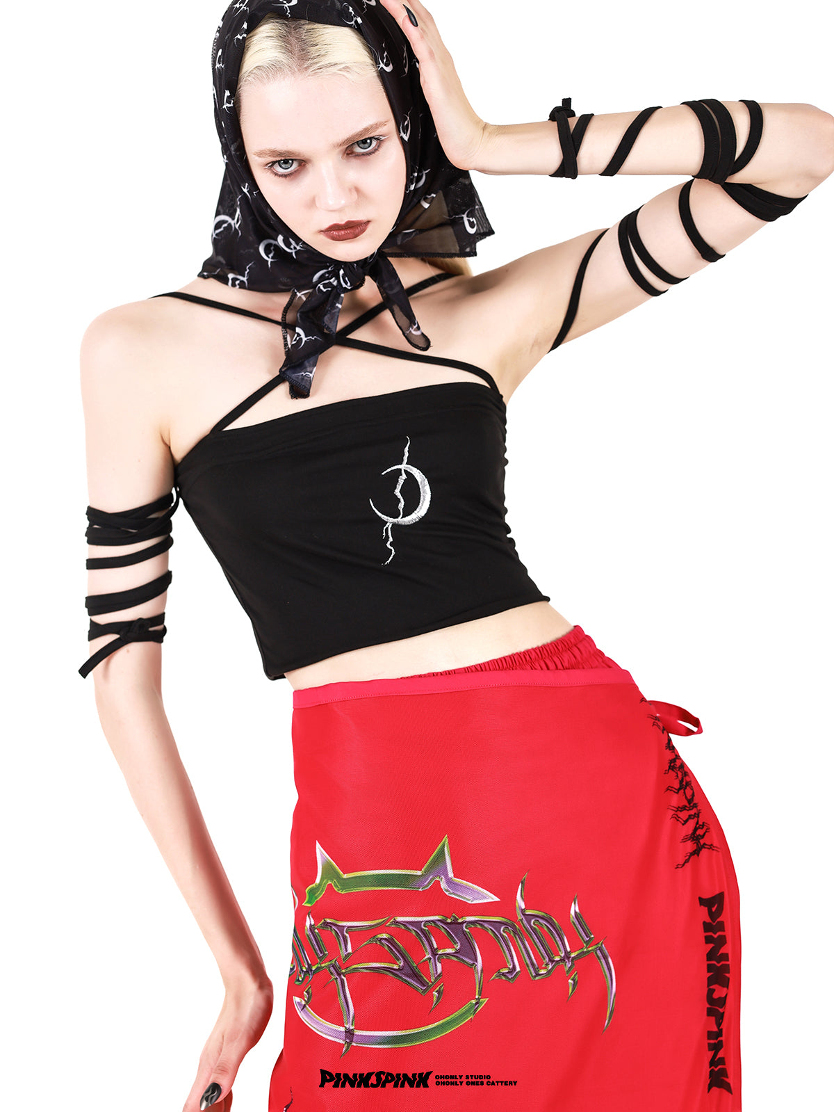 펑크 문 타이 염색 니치 스트라이프 튜브 탑