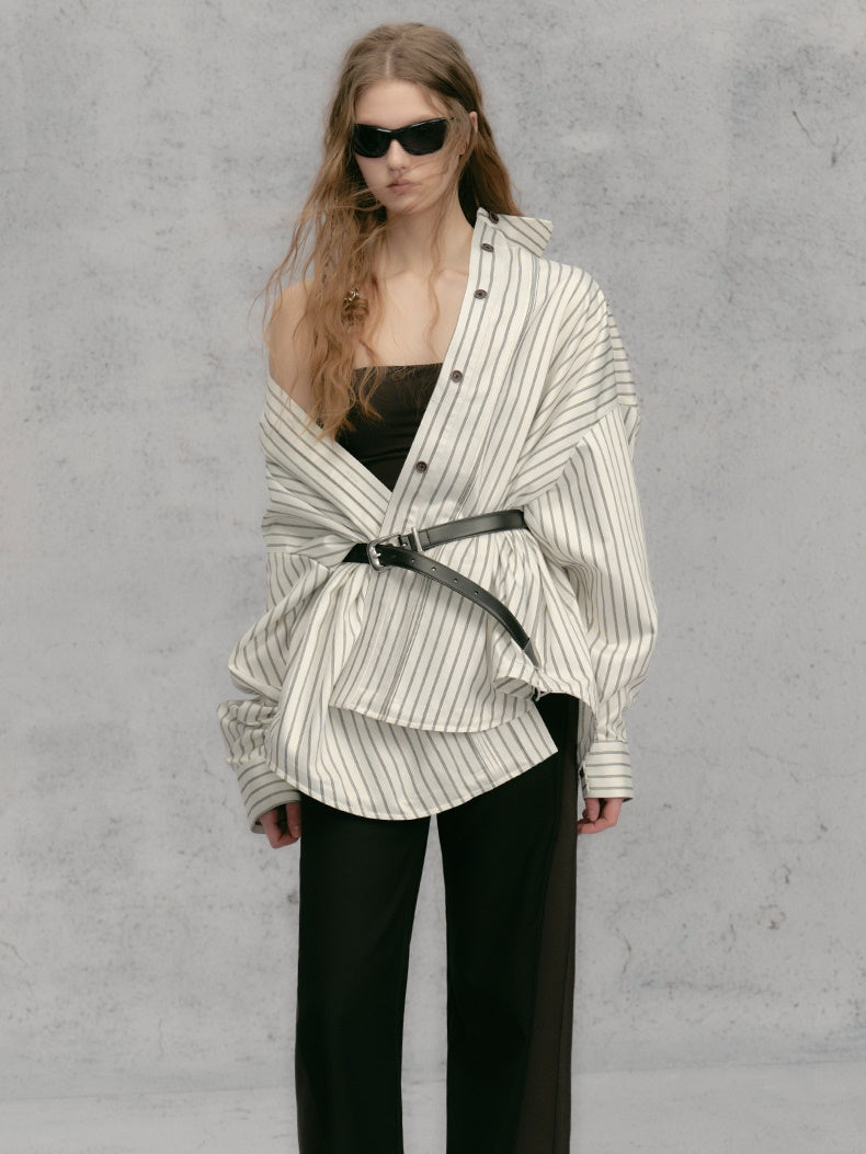 느슨한 줄무늬 셔츠