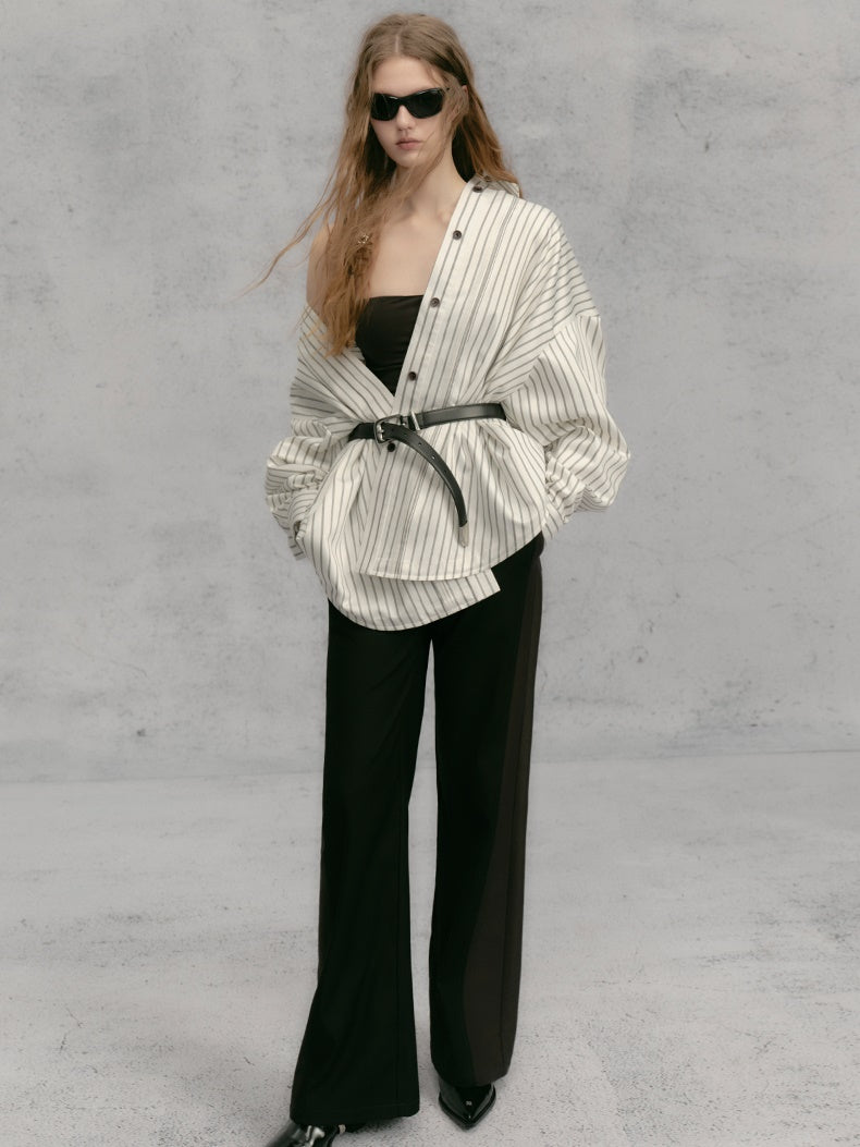 느슨한 줄무늬 셔츠