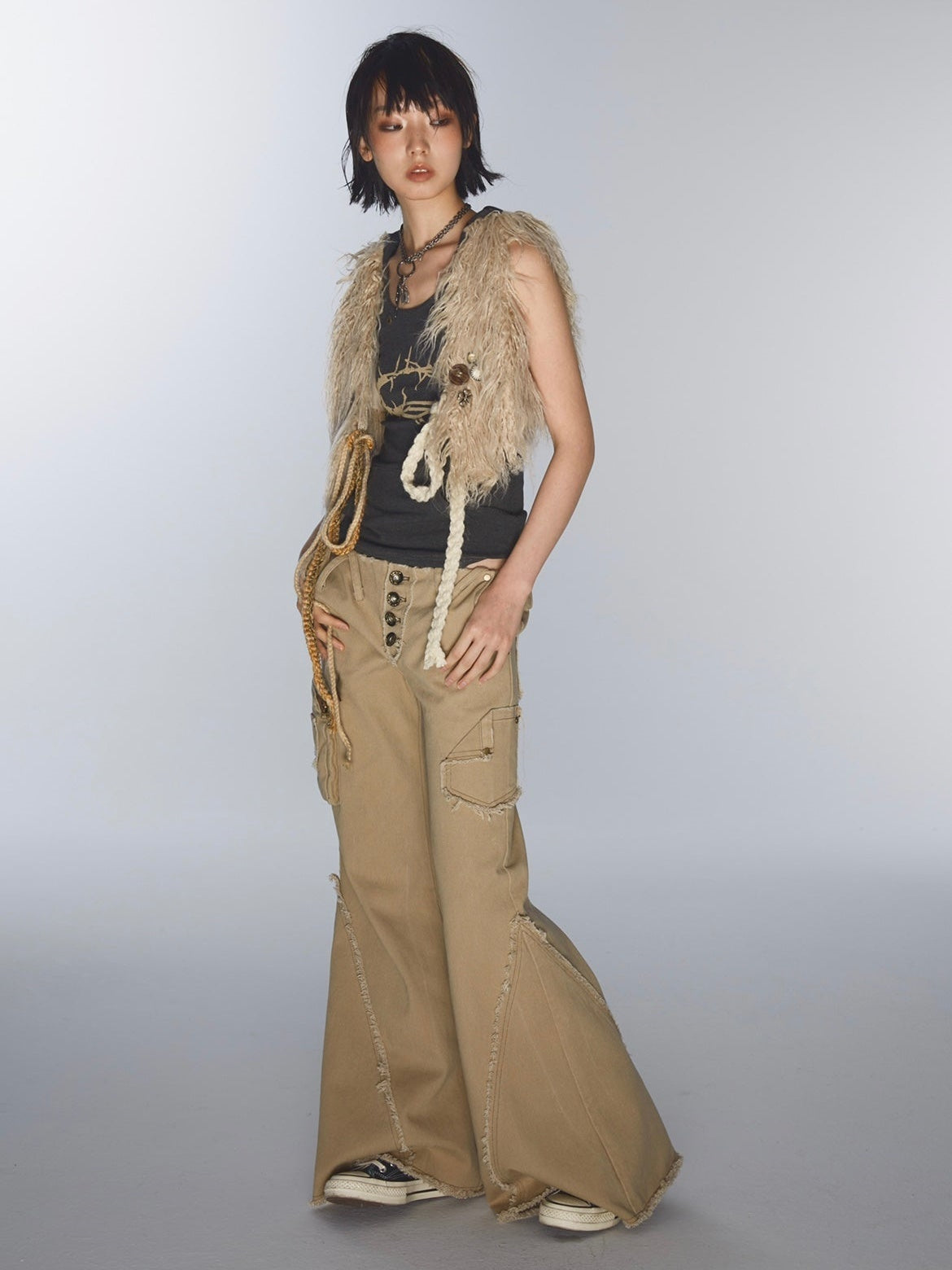 비대칭 헴 슈퍼 쇼트 조끼