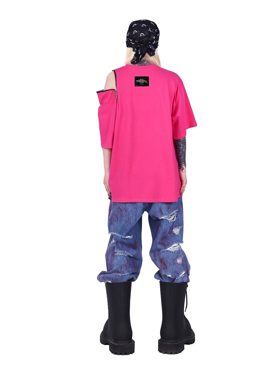 T-shirt imprimé lâche à glissière