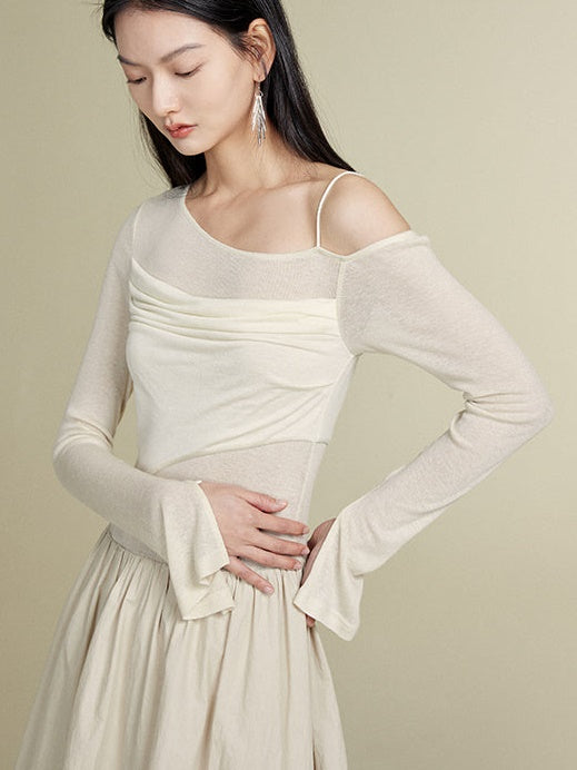 반 끈이없는 니트 원피스