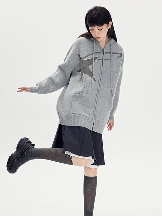 스타 후드 스웨터