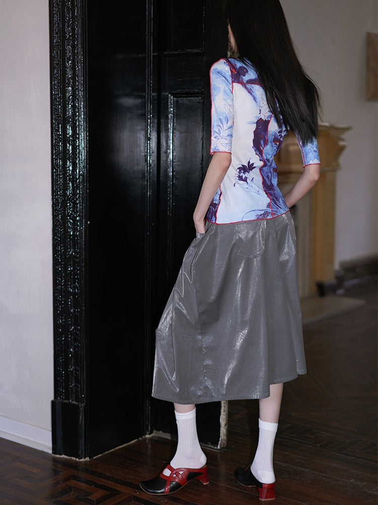 PU Leder asymmetrische Weitbein-Culottes