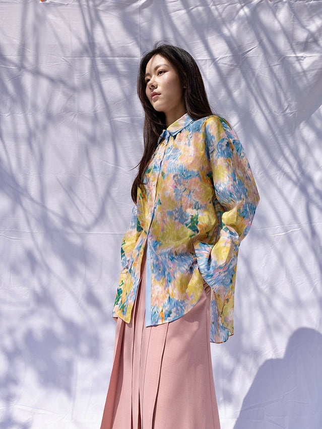 수채화 인쇄 셔츠