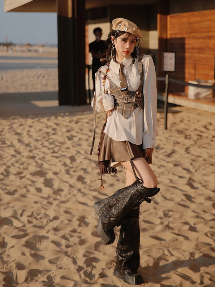 British Style Anzug Jacke & Shirt & Culottes