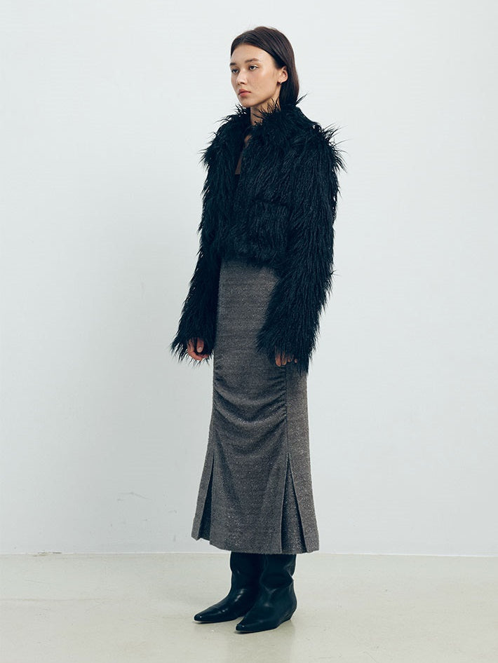 3D Falten Slim Fit gerader Rock