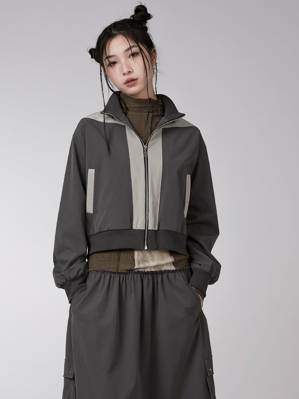 색상 대비 스티칭 재킷