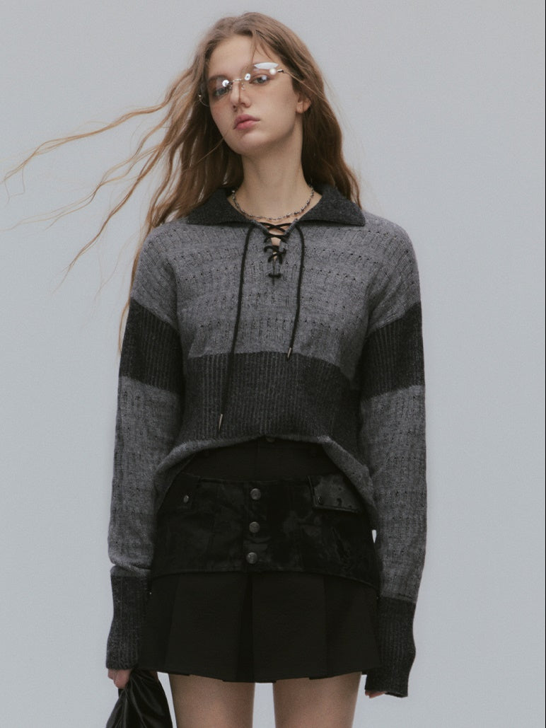Pull de couture de couleur de style collégial