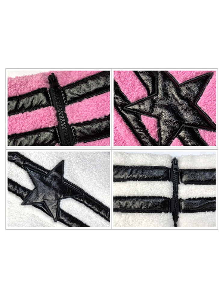 Patent-Leder-Pentagramm Boa-Mantel