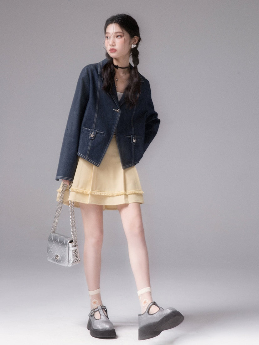 주름 잡은 프린지 스커트