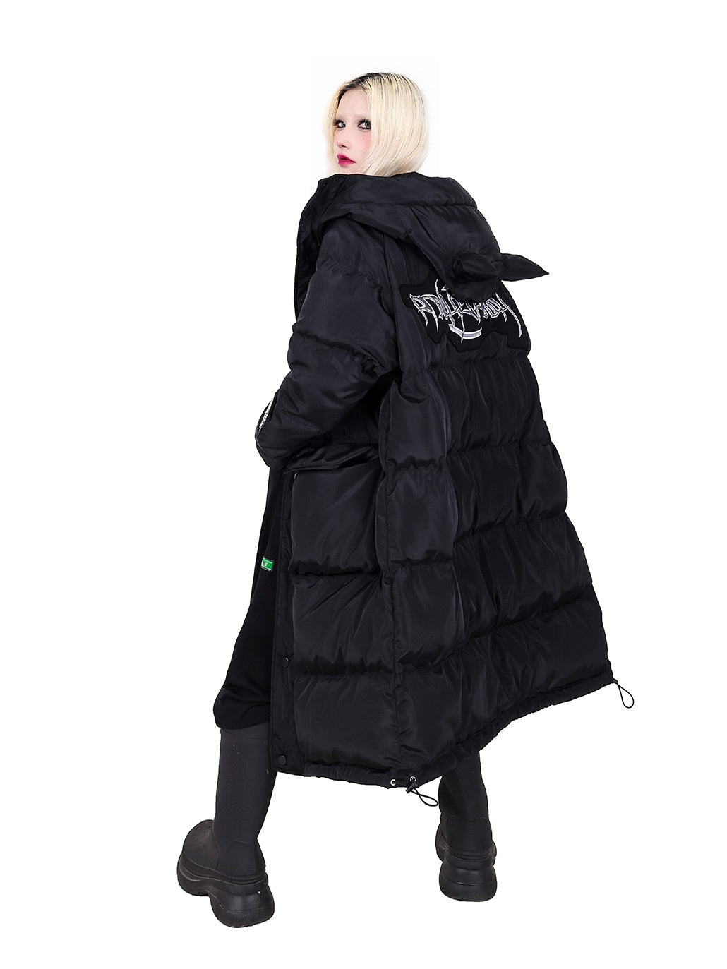 고양이 귀 후드 느슨한 긴면 코트