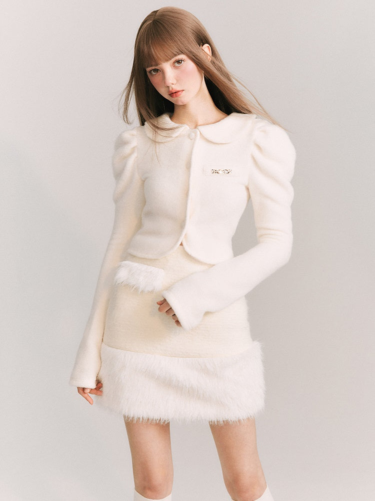 Fluffy Small FUR CARDIGAN JACKET