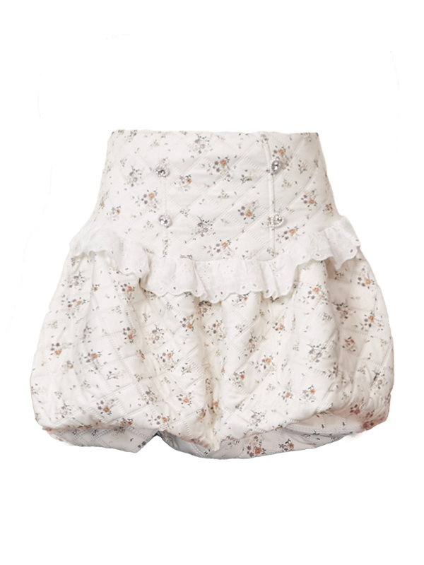 Veste courte et jupe courte en coton floral sans col