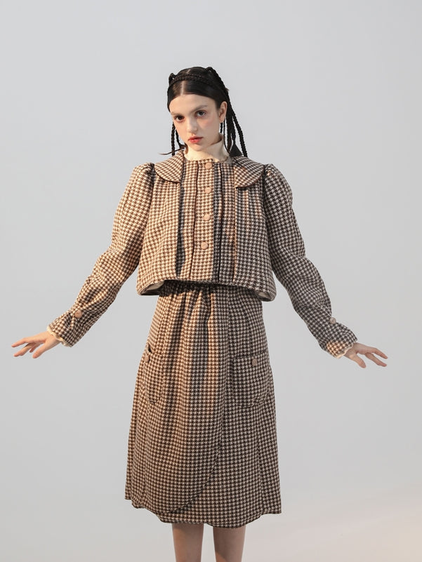 Plaid Girly Retro Jacket & Skirt