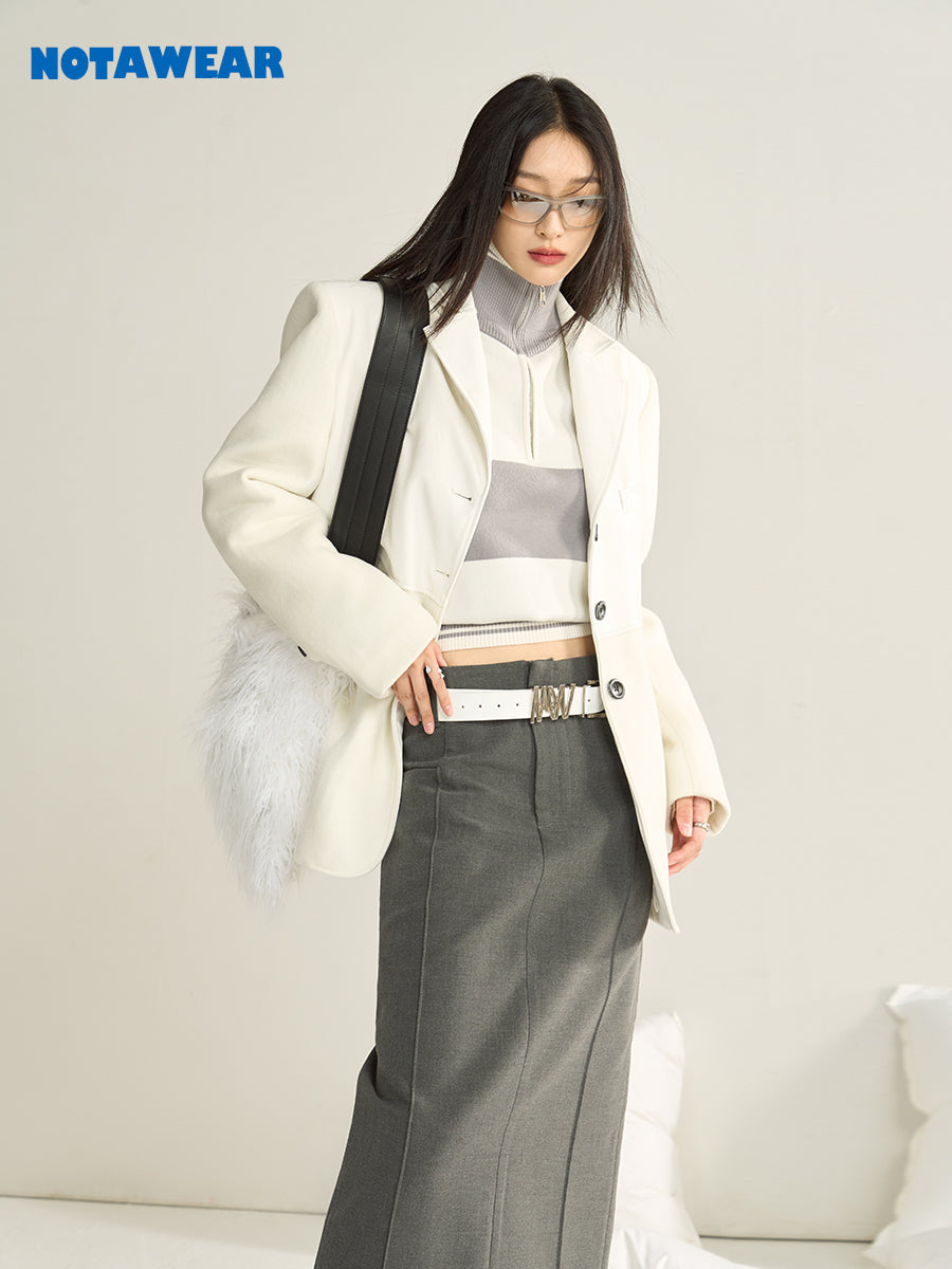 Feine Wolljacke Leder