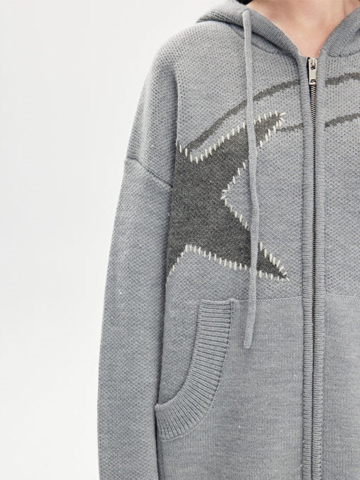 스타 후드 스웨터