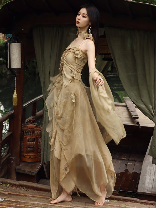 실크 A- 라인 치마