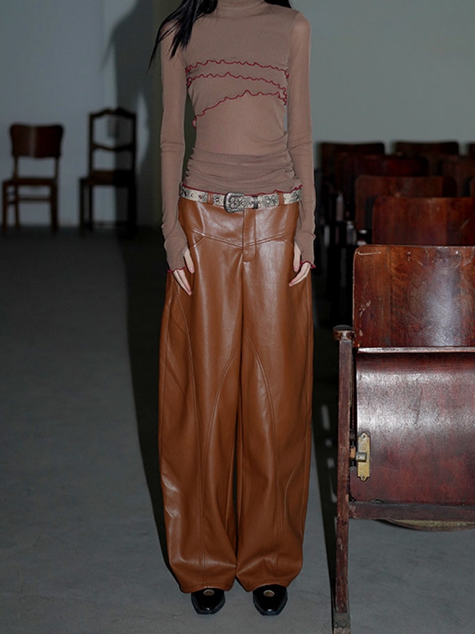 LOOSE STRAIGHT LEATHER PANTS