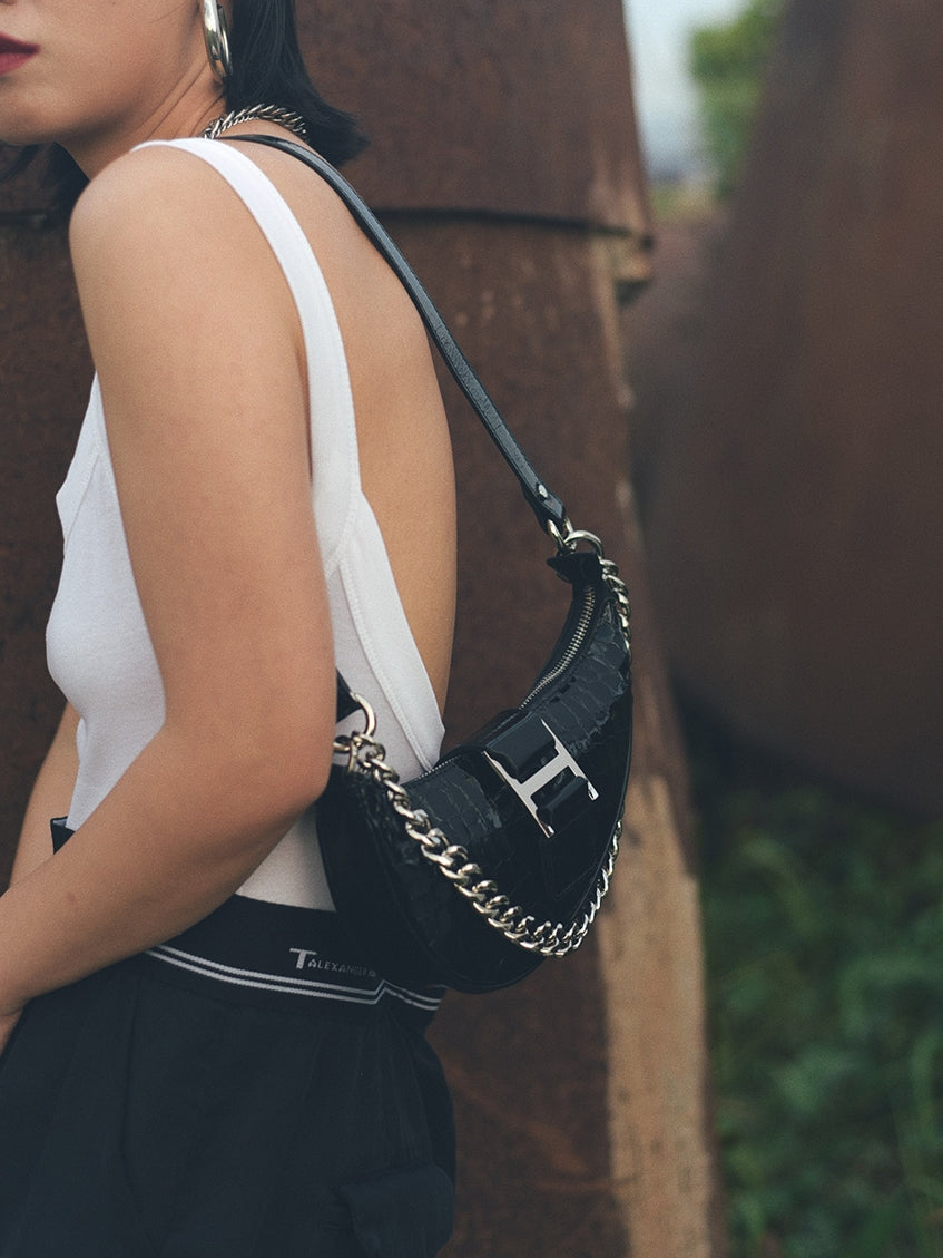 체인 겨드랑이 크로스 바디 미니 백
