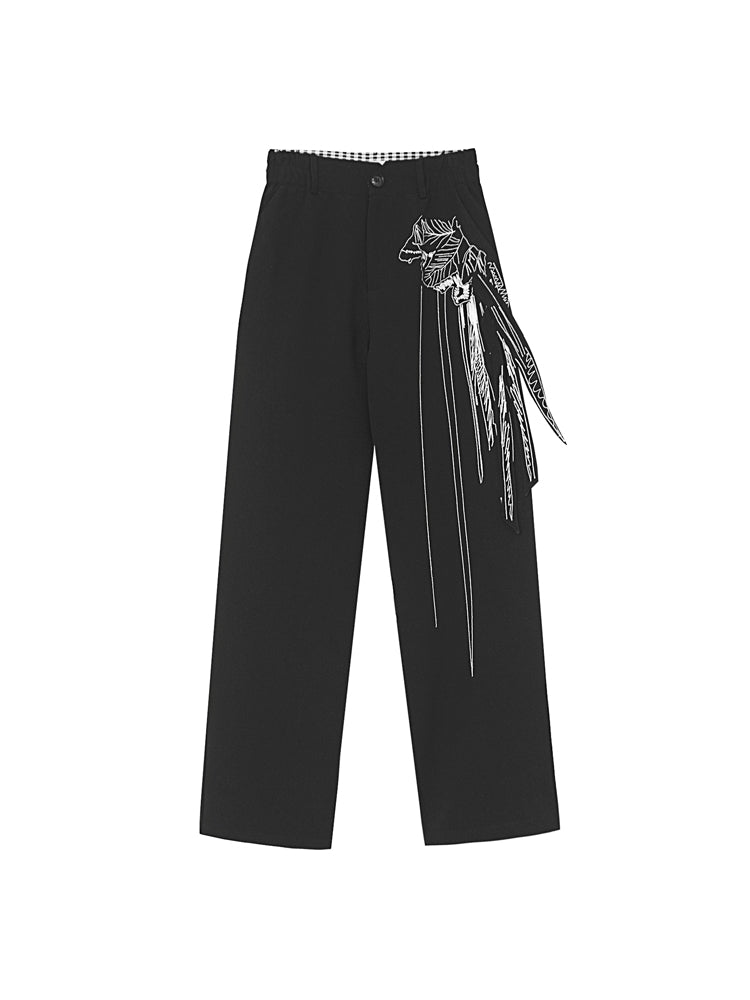 Three-dimensional Embroidery Nichi Straight Pants
