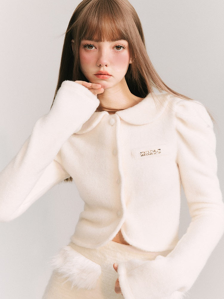 Fluffy Small FUR CARDIGAN JACKET