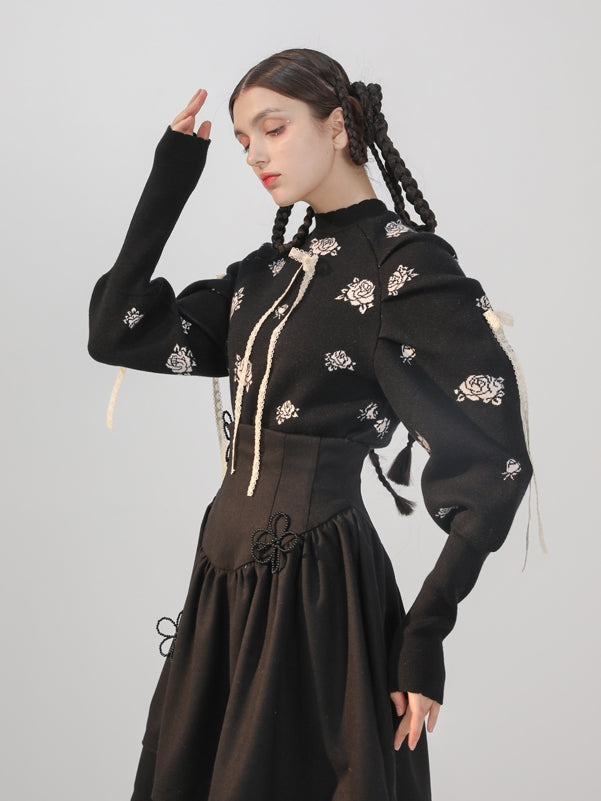Tiered High-waist Flower Fluffy Skirt