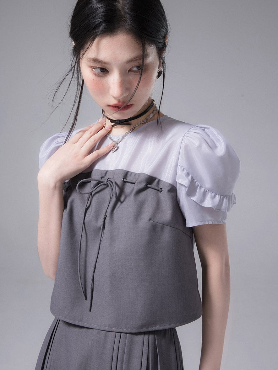 SpliceD YARN Top & PLEATED SKIRT SET-UP