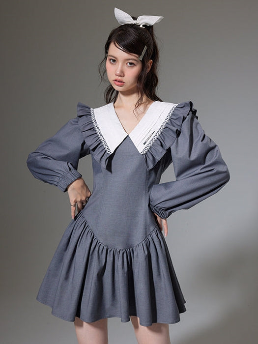 달러 칼라 A- 라인 드레스