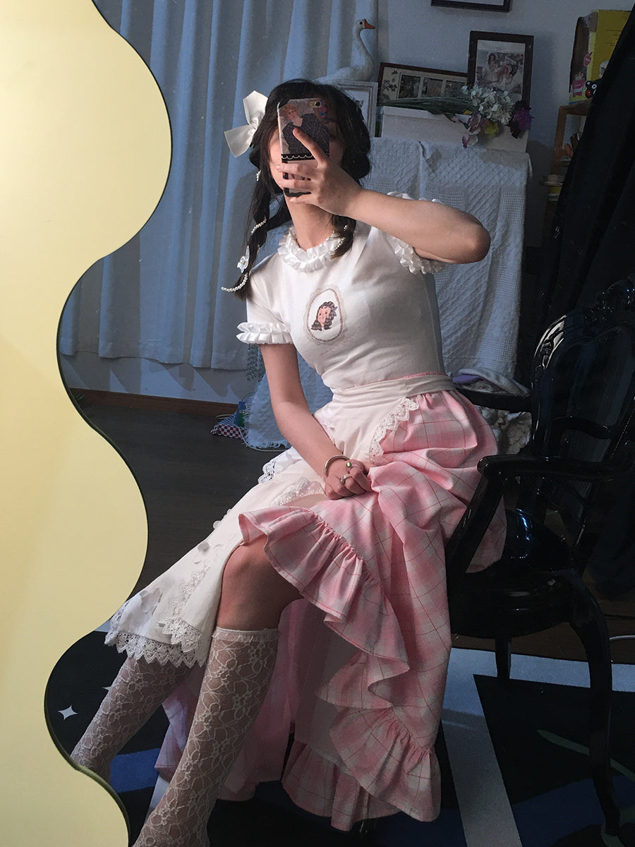 프릴 귀여운 캐주얼 티셔츠