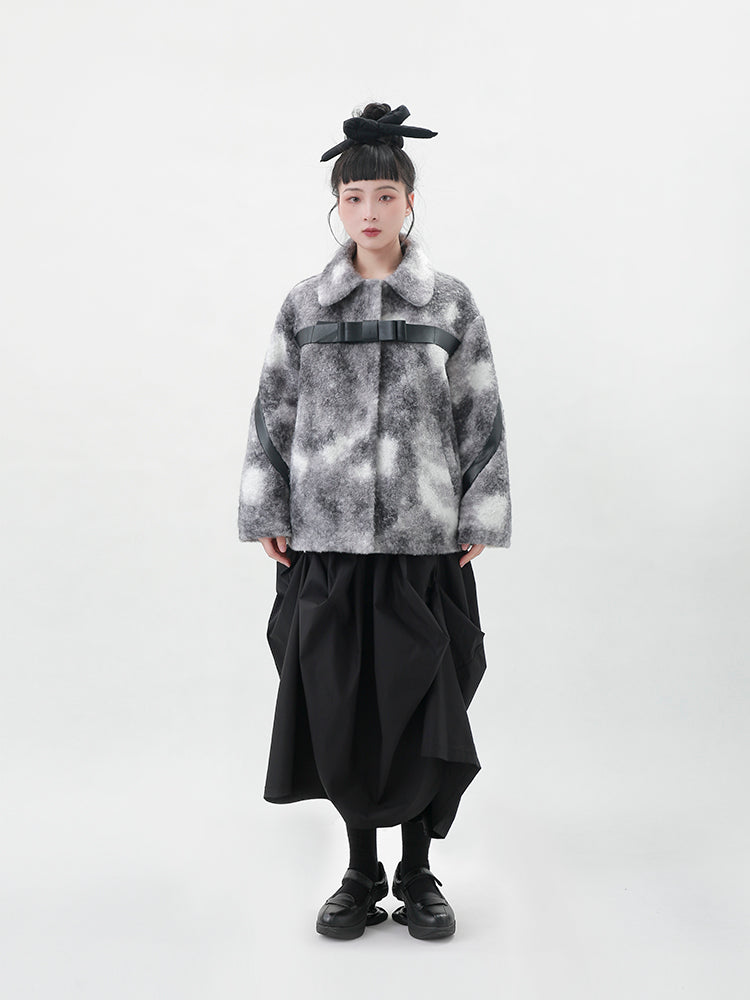 Tie-dye Boa Water-color Belt Jacket