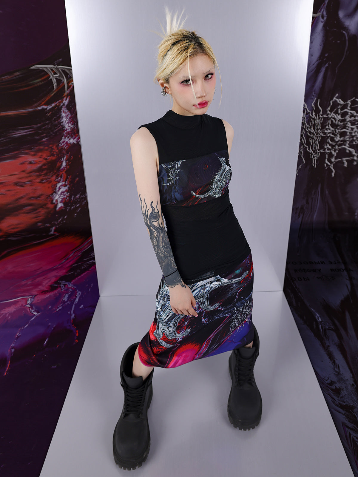 Psychedelic Mesh Sleeveless Top