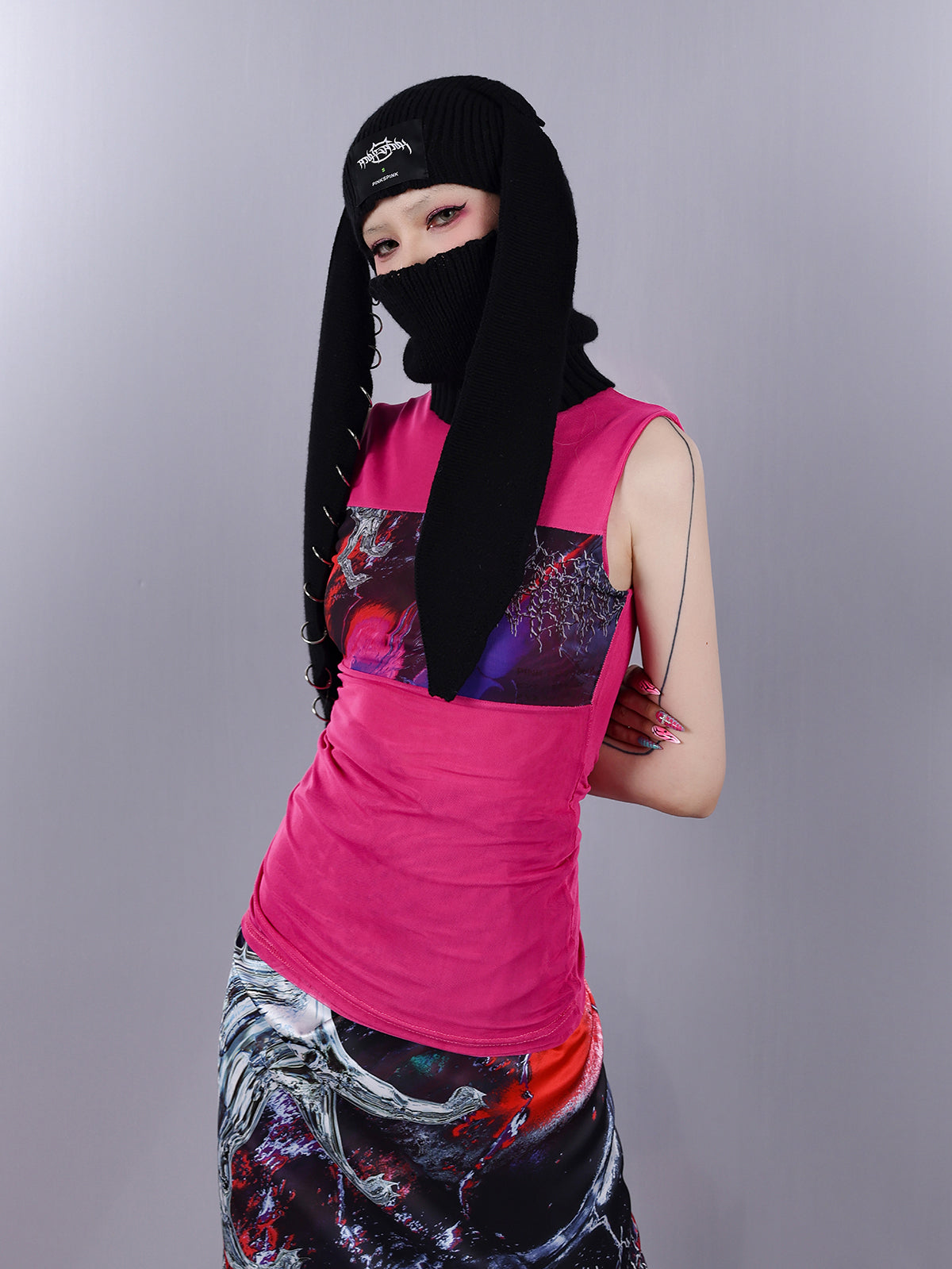 Psychedelic Mesh Sleeveless Top