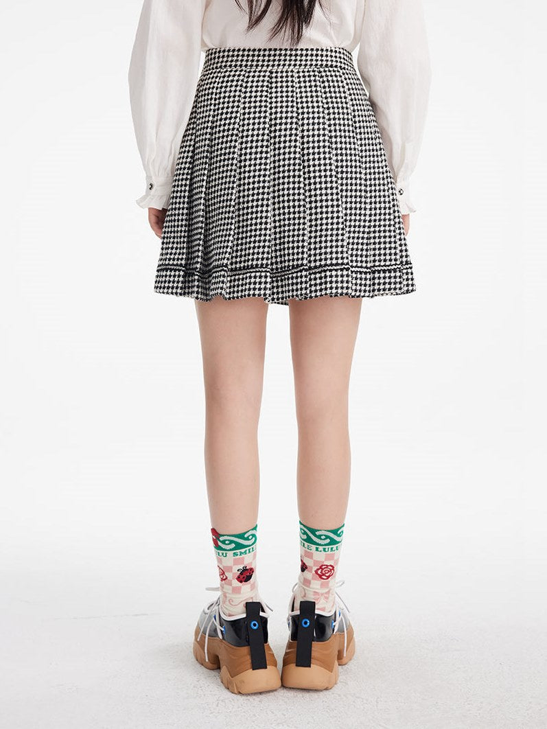 Plaid Short Pleats Skirt