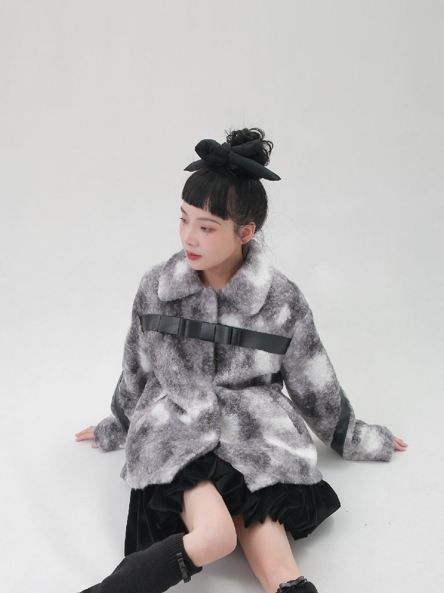 Tie-dye Boa Water-color Belt Jacket