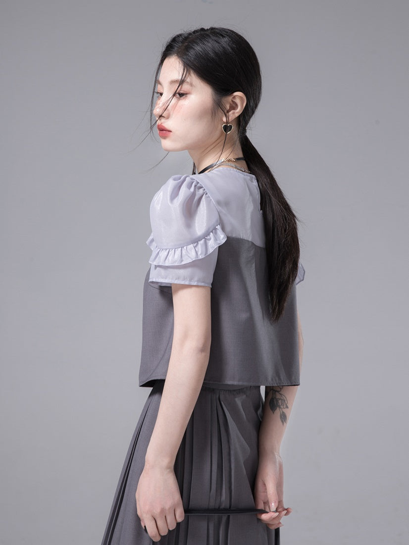 SpliceD YARN Top & PLEATED SKIRT SET-UP
