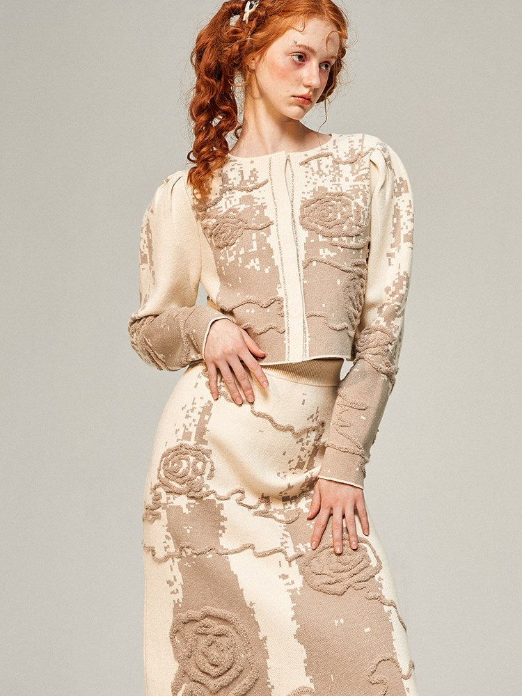 Jacquard Knitted Jacket & Skirt