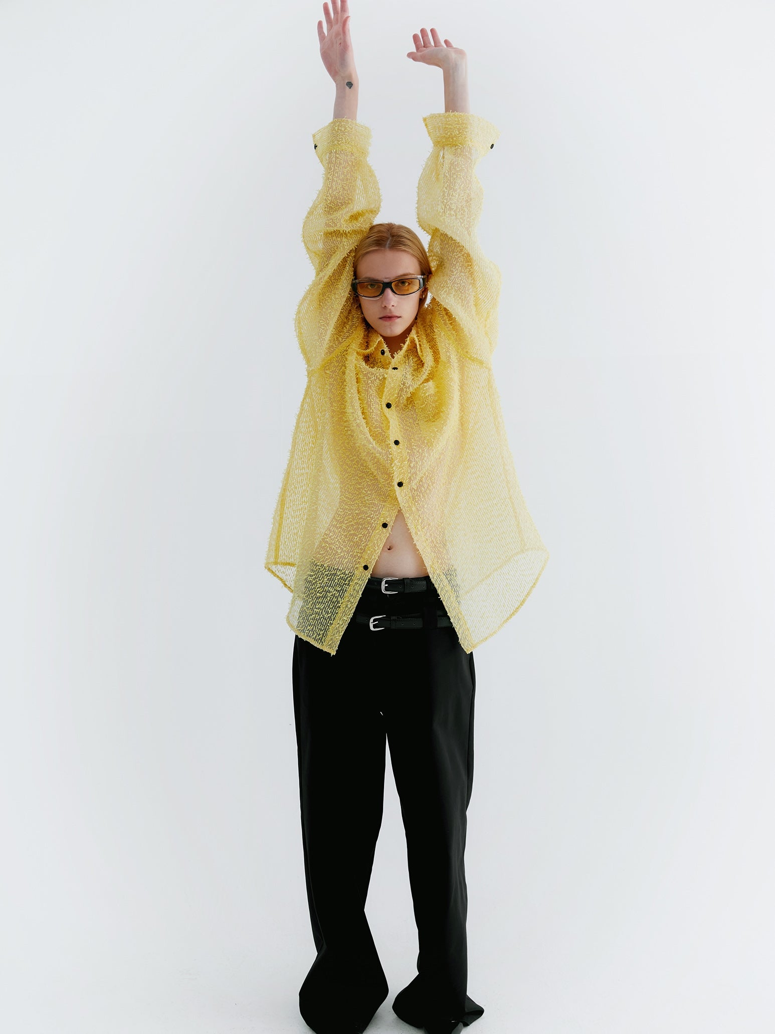 Halbtransparenter Organza Langarm-Hemd