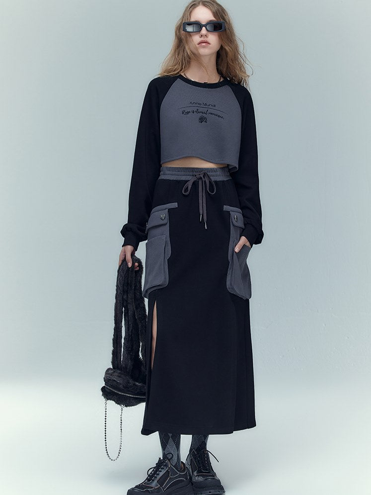 Sweat court et longue configuration de jupe