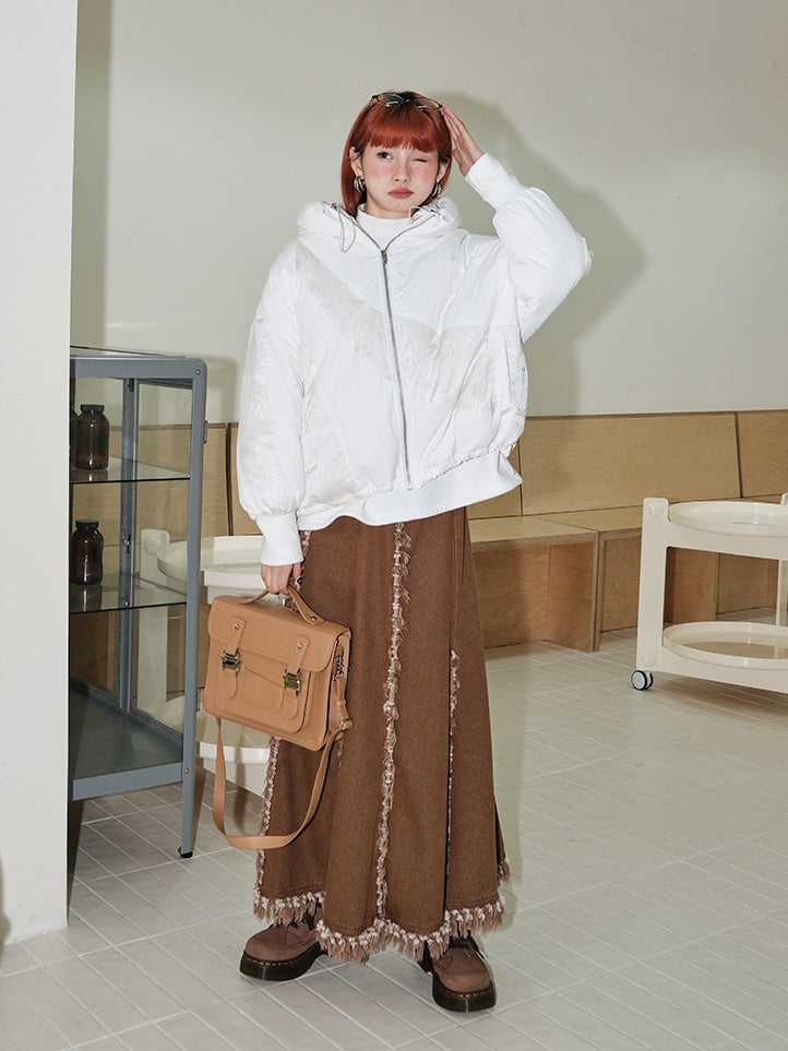 Schmetterlingstextur kurz Down Jacke